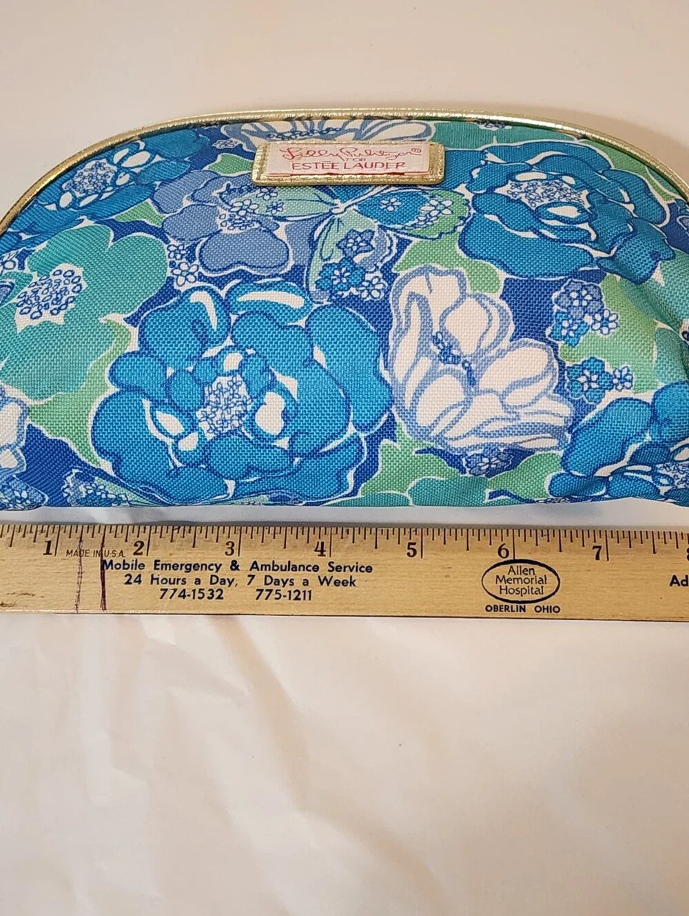 Lilly Pulitzer X Estee Lauder Cosmetic Makeup Bag Floral Butterflies Blue Pink